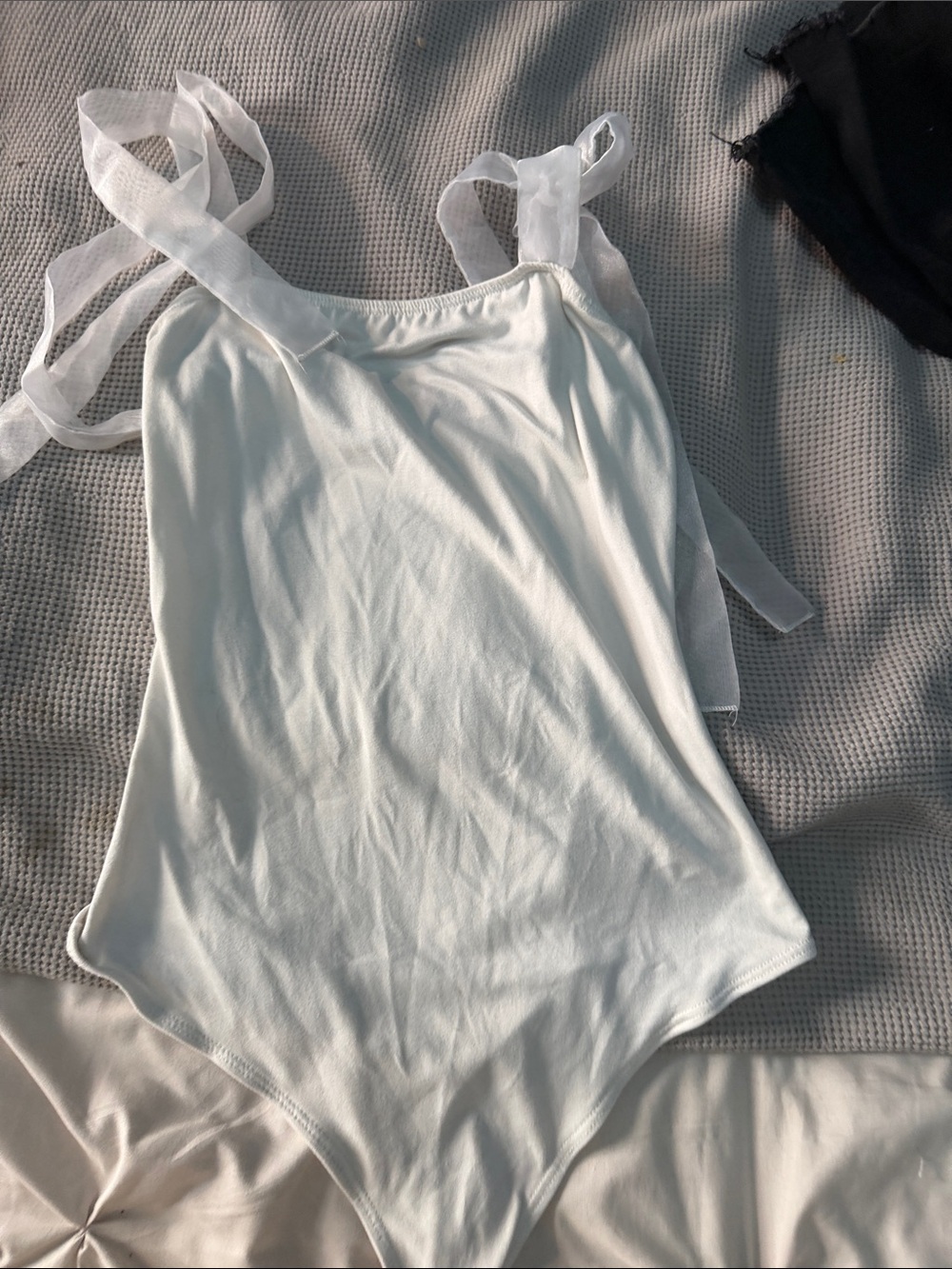 White Tie-Strap Women’s Tank Bodysuit